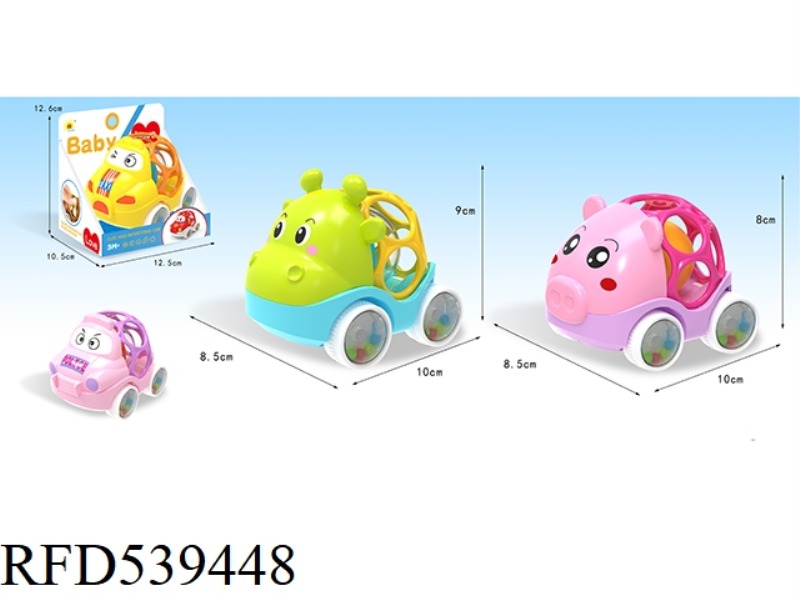 COASTING SOFT RUBBER BELL RATTLE (POLICE CAR + TAXI + COW + PIG)