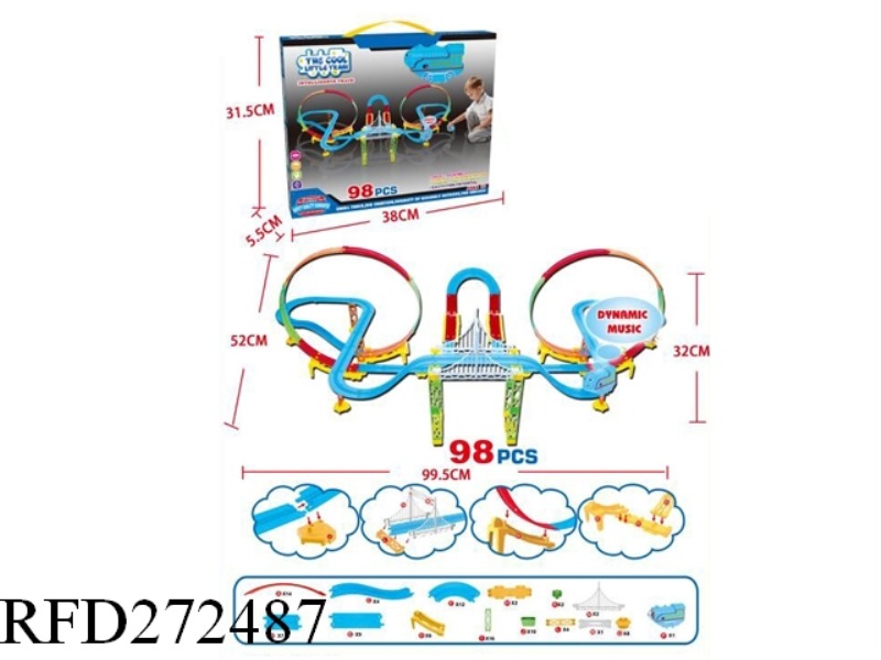 ELECTRIC TRAIN TRACKS WITH MUSIC. TRAIN SOUNDS (98PCS)