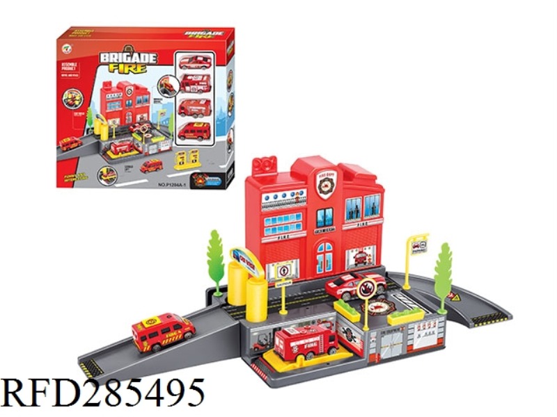 PARKING SERIES WITH 4 PLASTIC FIRE ENGINES