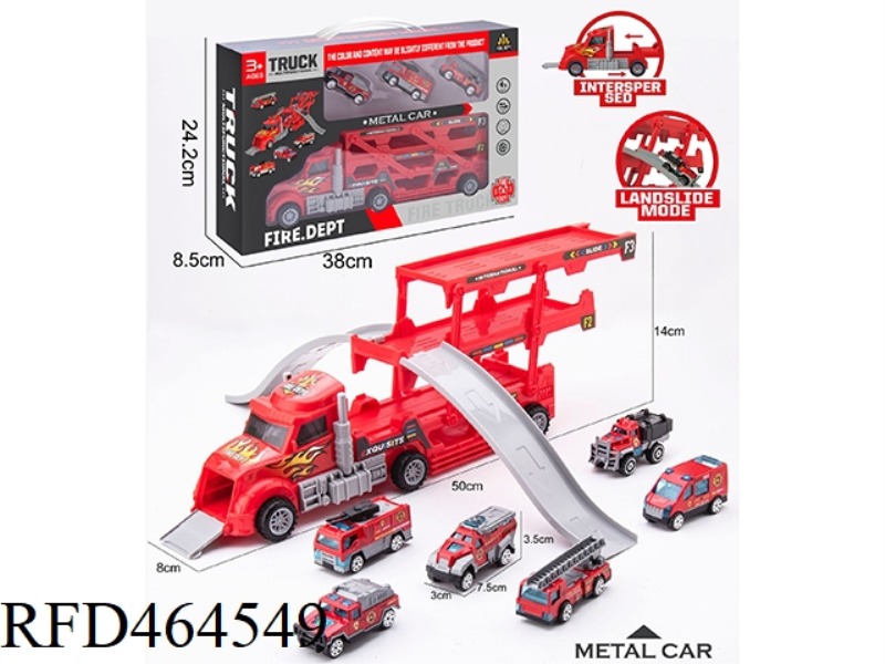 FOLDING CONTAINER TRUCK, ALLOY FIRE TRACK SCENE (RED CONTAINER TRUCK)
