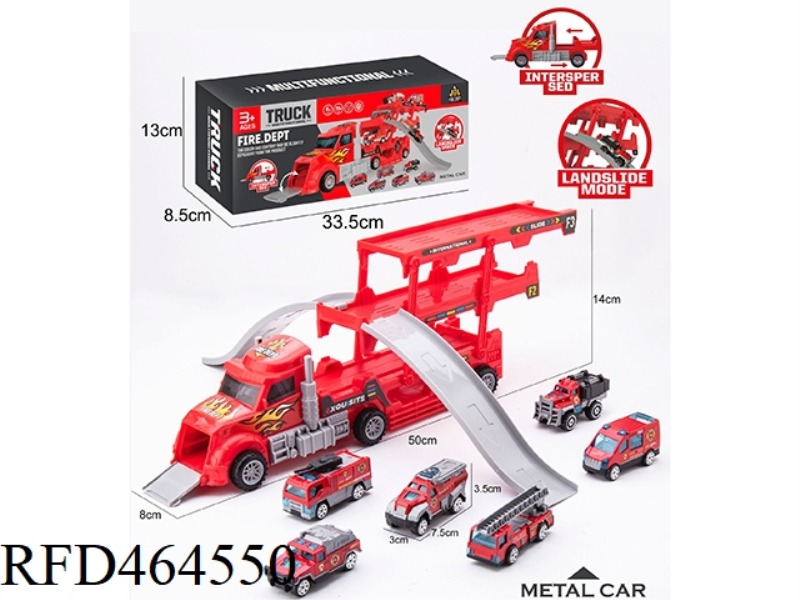 FOLDING CONTAINER TRUCK, ALLOY FIRE TRACK SCENE (RED CONTAINER TRUCK)