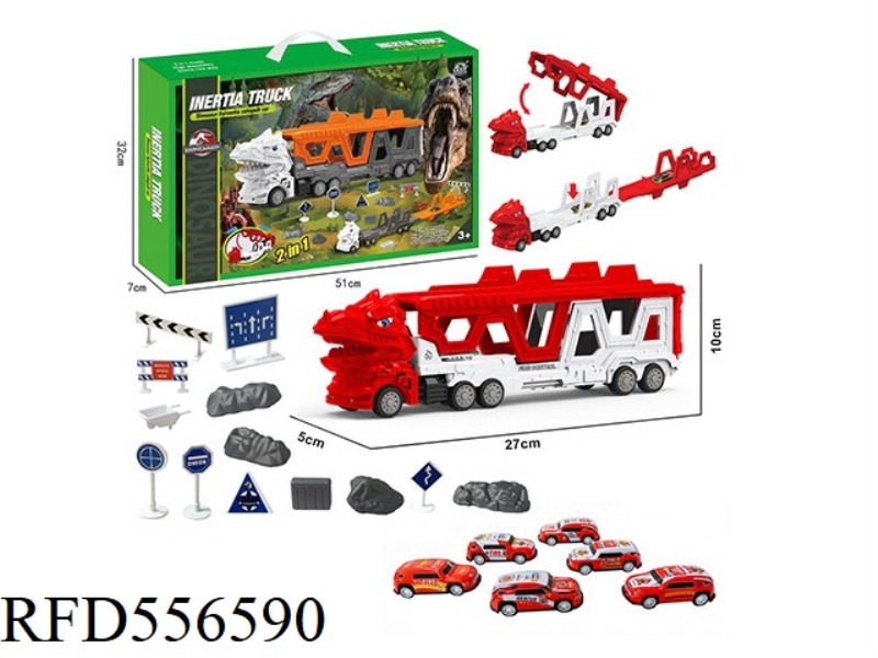 SHAPESHIFTING T-REX FIRE TRUCK EJECTION TRACK SET