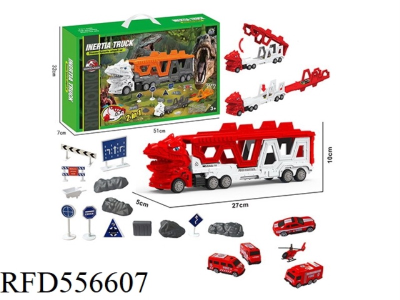 SHAPESHIFTING T-REX FIRE TRUCK EJECTION TRACK SET