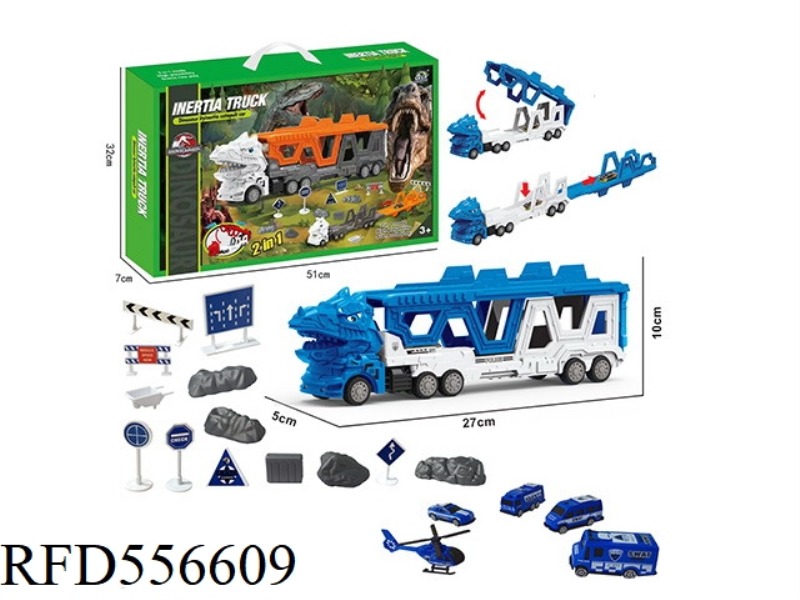 DRAGHEAD SHAPE-SHIFTING T. REX POLICE CAR EJECTION TRACK SET