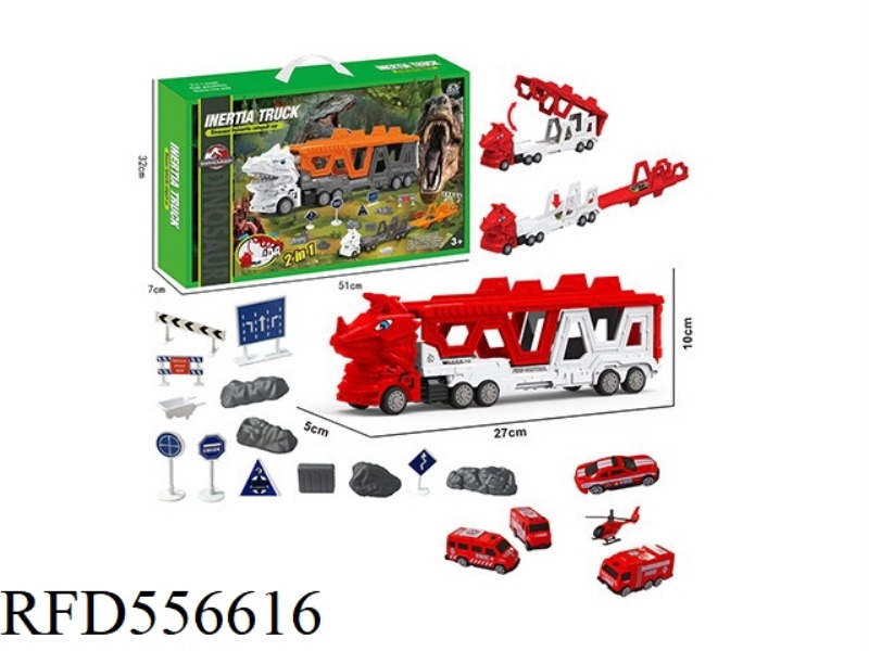 TRICERATOPS DRAGHEAD FIRE TRUCK EJECTION TRACK SET
