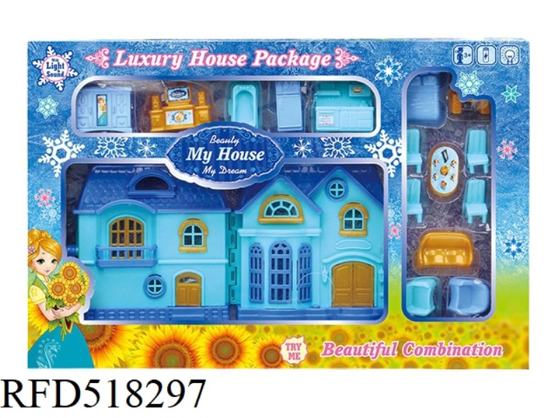 BLUE ICE MINI VILLA + FURNITURE WITH LIGHTS AND MUSIC