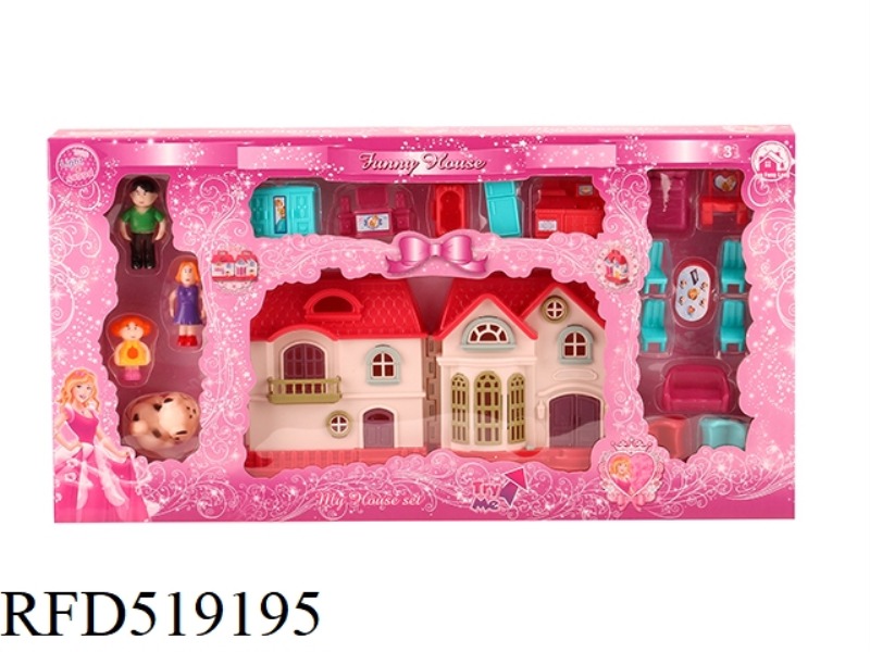 COLORFUL LIGHT MINI VILLA WITH 12 PIECES OF MUSIC + FURNITURE + CHARACTERS
