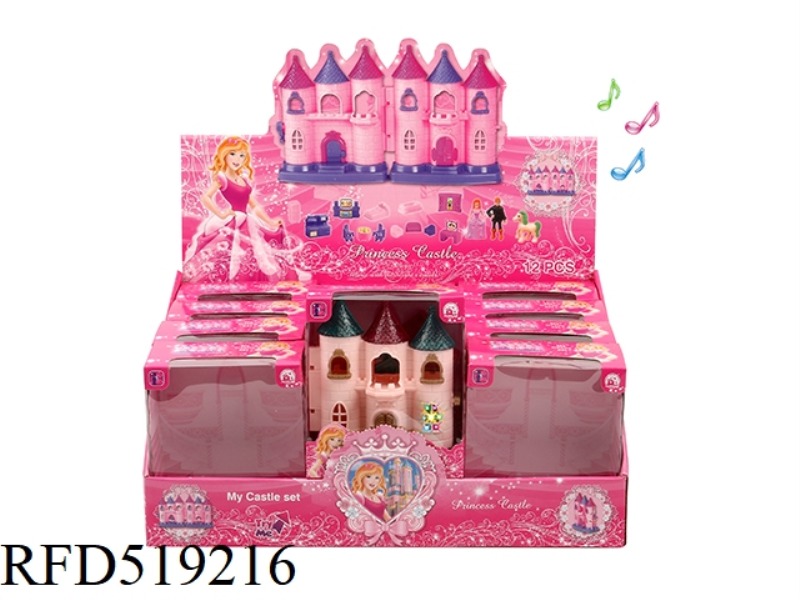 MINI COLORFUL LIGHT CASTLE WITH 12 PIECES OF MUSIC (+ FURNITURE (2 TYPES MIXED) 12PCS