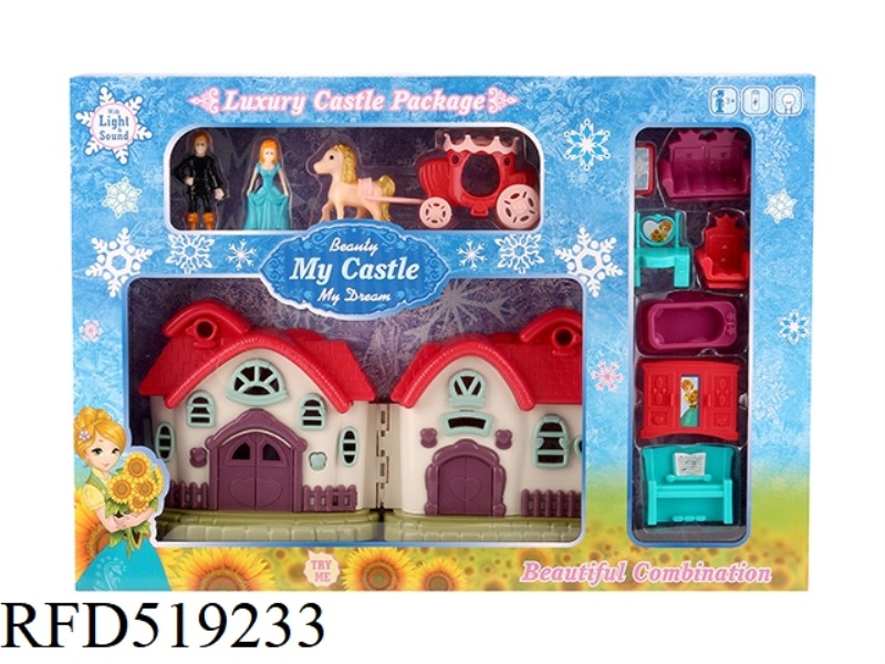 COLORFUL LIGHT VILLA WITH 12 PIECES OF MUSIC (+ FURNITURE + PRINCESS/PRINCE/CARRIAGE