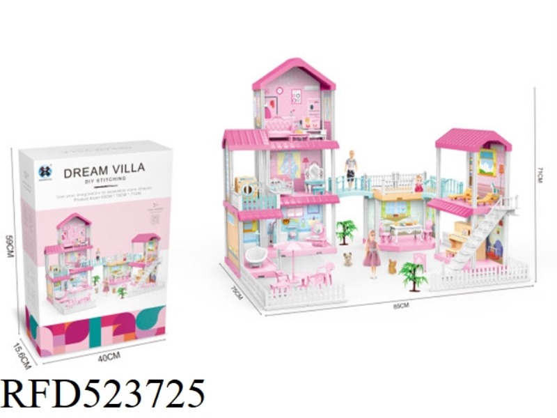 DIY PRINCESS DOLL HOUSE SELF-INSTALLED MULTIFUNCTIONAL VILLA WITH LIGHTS