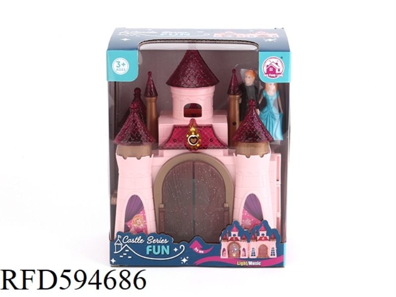 COLORFUL LIGHT CASTLE WITH 12 PIECES OF MUSIC+PRINCESS/PRINCE/CARRIAGE/FURNITURE