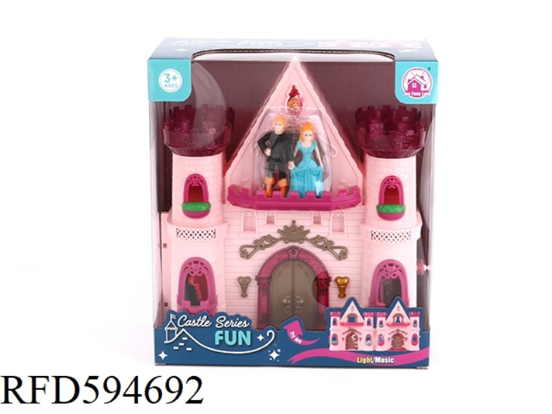 FLASH LANTERN CASTLE WITH 12 PIECES OF MUSIC+PRINCESS/PRINCE/CARRIAGE/FURNITURE