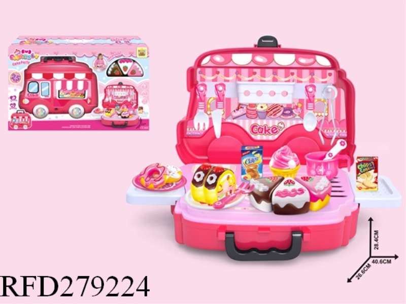 GIRL CAKE SWEETMEAT SELL CAR SET WITH LIGHT AND MUSIC(INCLUDE BATTERY)25PCS