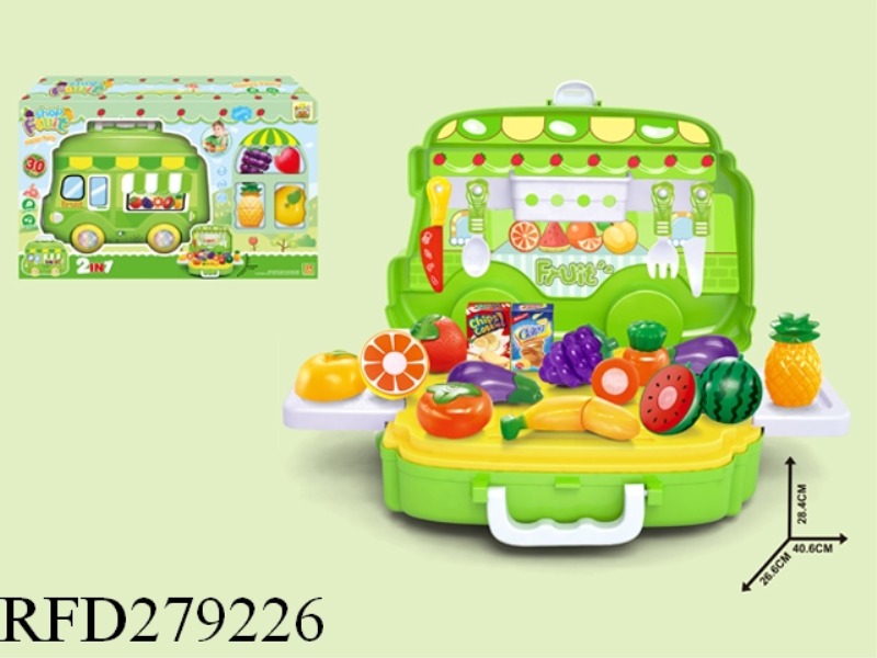 FRUIT SELL CAR SET WITH LIGHT AND MUSIC(INCLUDE BATTERY)30PCS