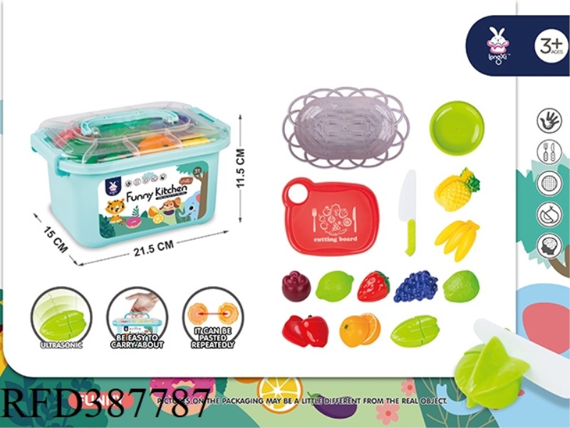 PLAY HOUSE 19-PIECE FRUIT CUT AND HAPPY SET