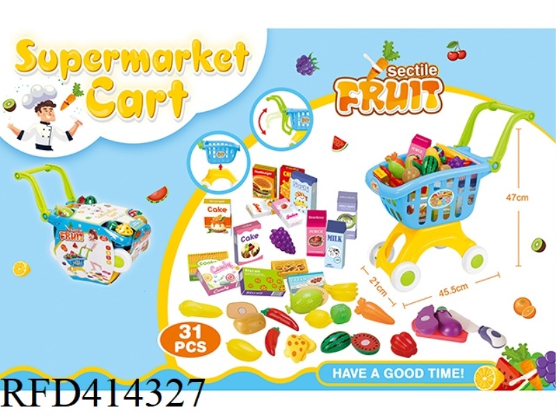 BIG SHOPPING CART + FRUITS AND VEGETABLES