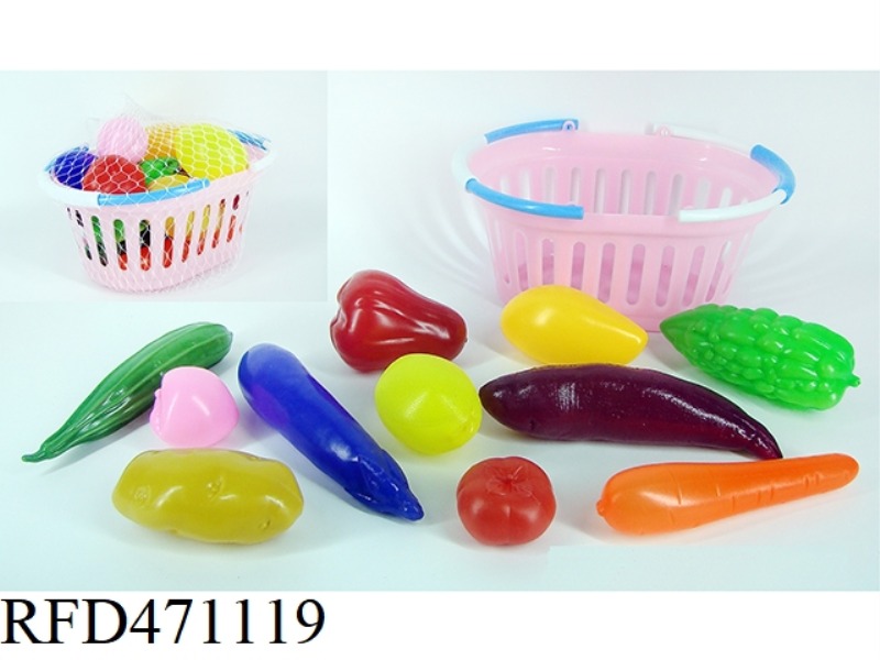 LARGE BASKET WITH FRUITS AND VEGETABLES 11PCS
