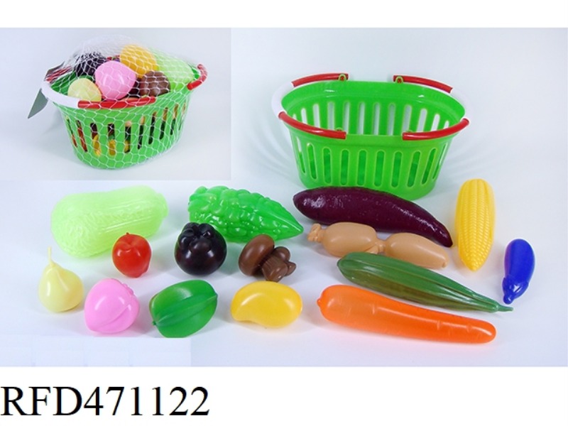 LARGE BASKET WITH FRUITS AND VEGETABLES 15PCS