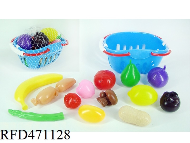 SMALL BASKET WITH FRUITS AND VEGETABLES 13PCS