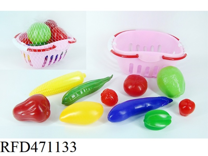 SMALL BASKET WITH FRUITS AND VEGETABLES 10PCS
