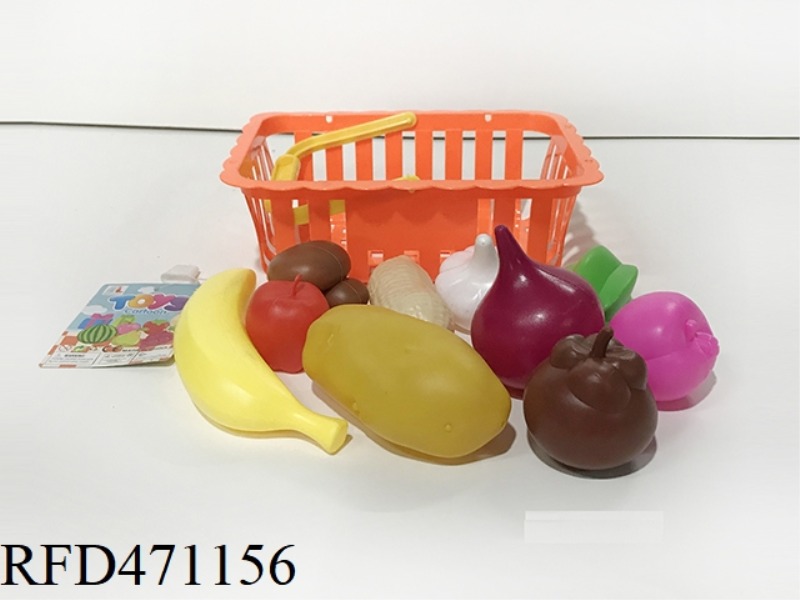 BASKET WITH FRUITS AND VEGETABLES 10PCS