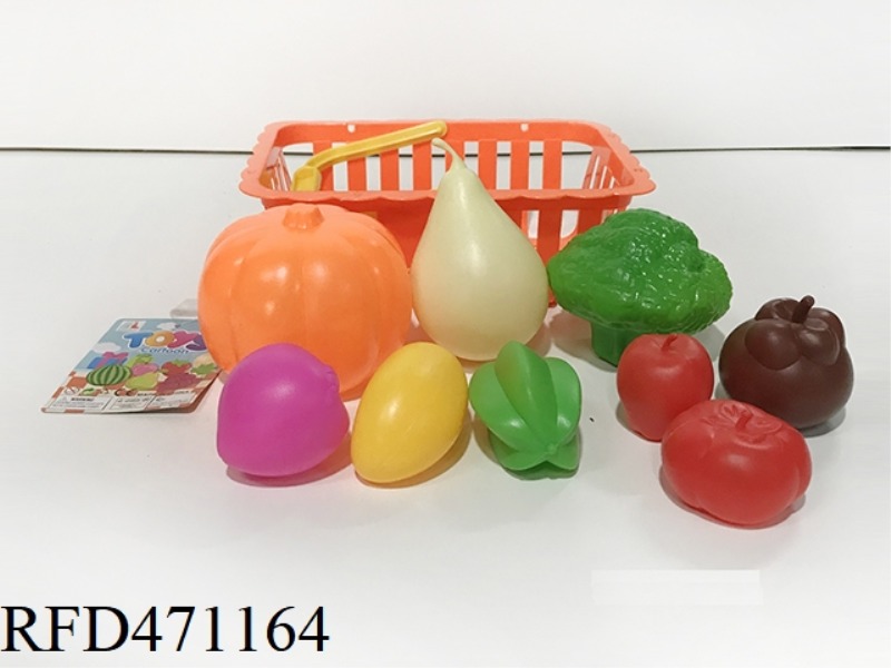 BASKET WITH FRUITS AND VEGETABLES 9PCS