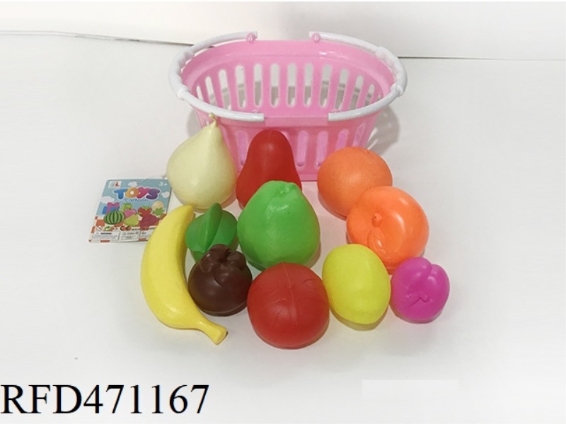BASKET WITH FRUITS AND VEGETABLES 11PCS