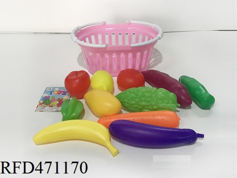 BASKET WITH FRUITS AND VEGETABLES 11PCS