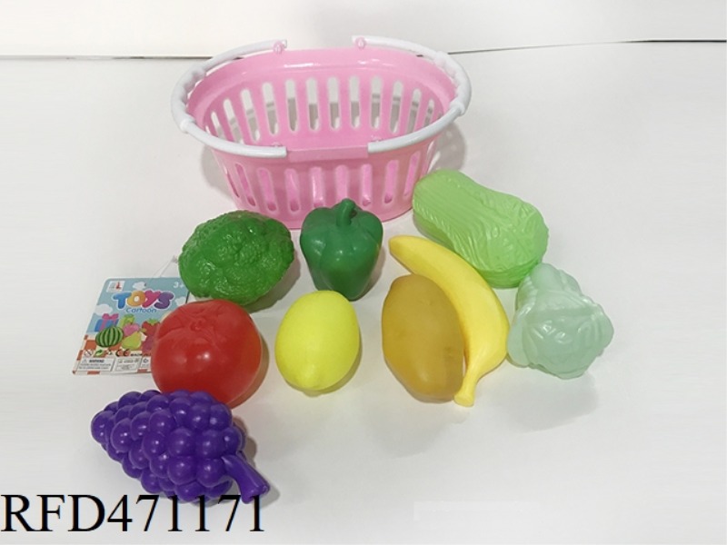 BASKET WITH FRUITS AND VEGETABLES 9PCS