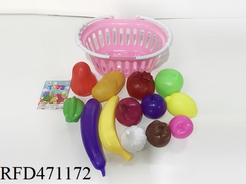BASKET WITH FRUITS AND VEGETABLES 13PCS