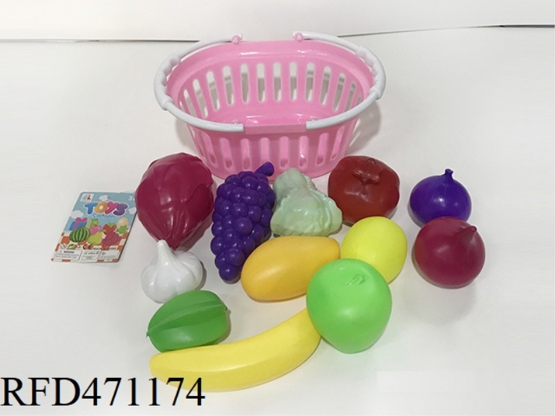 BASKET WITH FRUITS AND VEGETABLES 12PCS