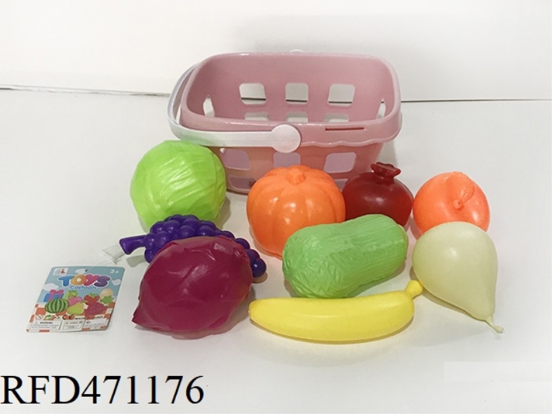 BASKET WITH FRUITS AND VEGETABLES 8PCS