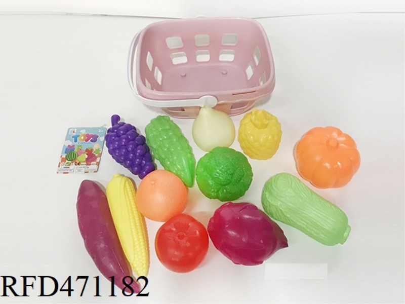 BASKET WITH FRUITS AND VEGETABLES 12PCS