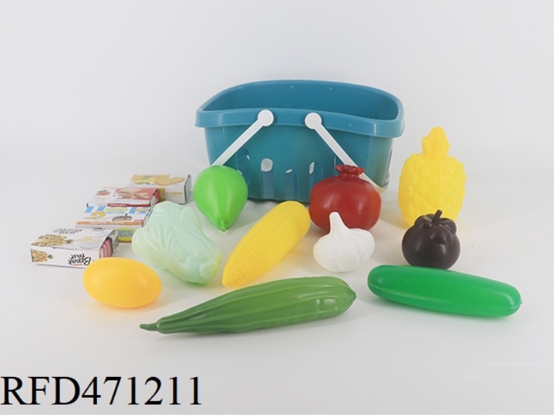BASKET+FRUITS AND VEGETABLES 10PCS+4 SMALL BOXES