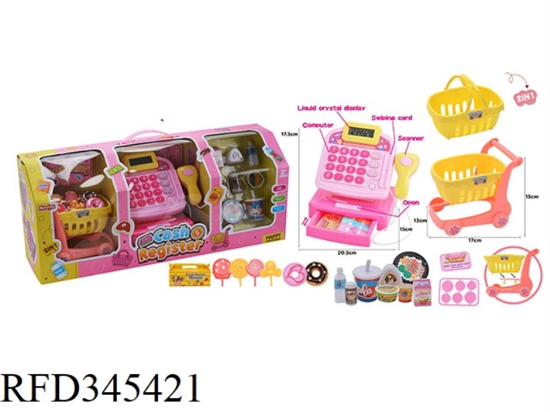 CASH REGISTER WITH DONUTS DEPARTMENT STORE SHOPPING CART