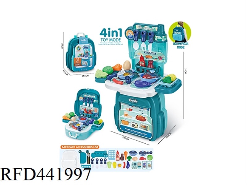 FAMILY BLUE TABLEWARE TOY BACKPACK 31PCS