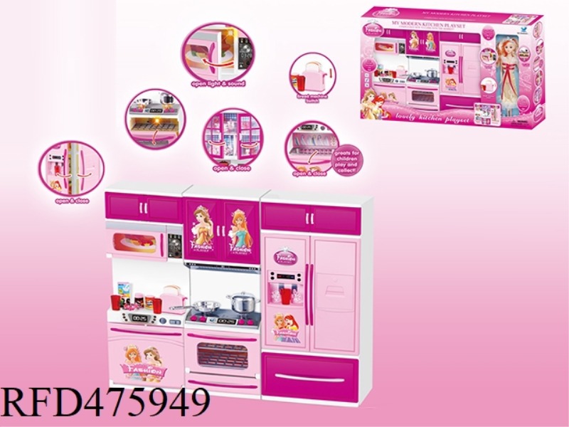 REFRIGERATOR + MICROWAVE + OVEN + WITH BARBIE