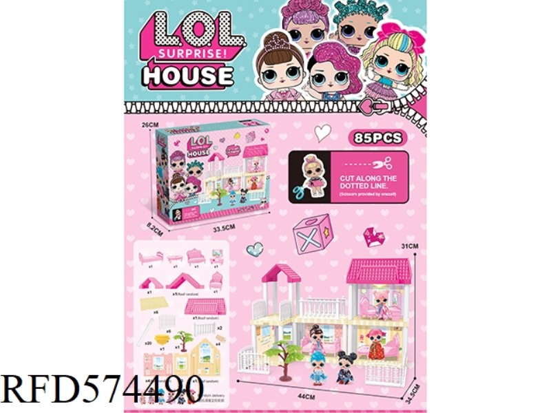 DIY VILLA WITH SURPRISE DOLL LIGHTING PACKAGE AG13*2 85PCS