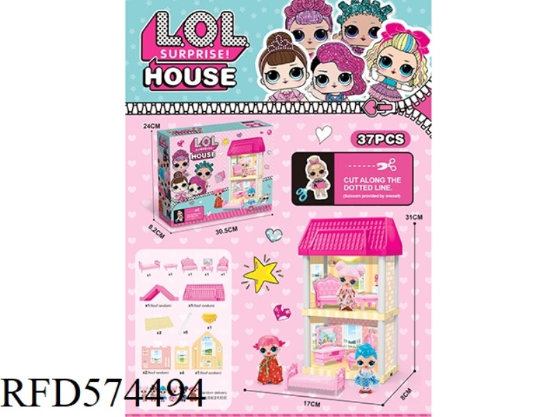 DIY VILLA WITH SURPRISE DOLL LIGHTING PACKAGE AG13*2 37PCS