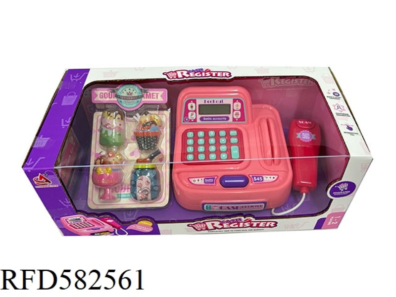 CASH REGISTER (LCD CALCULATION + SWIPE CARD + SCANNING FUNCTION)+ SIMULATED FOOD SET GIRL