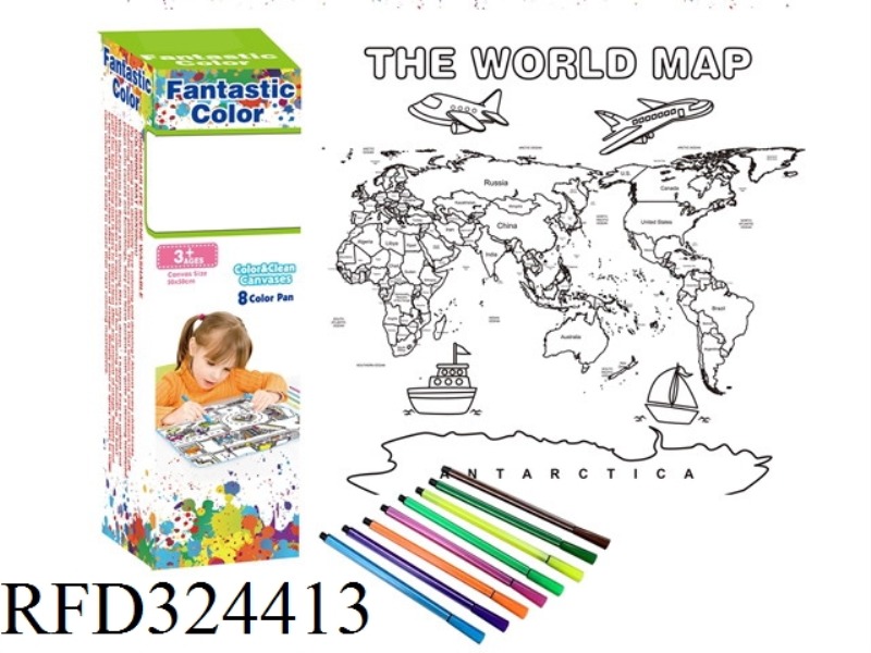 CHILDREN'S GRAFFITI CANVAS (WORLD MAP)