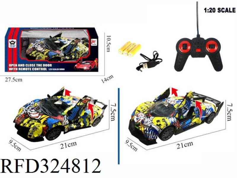 1:24 GRAFFITI REMOTE CONTROL ONE-BUTTON DOOR SIMULATION SPORTS CAR