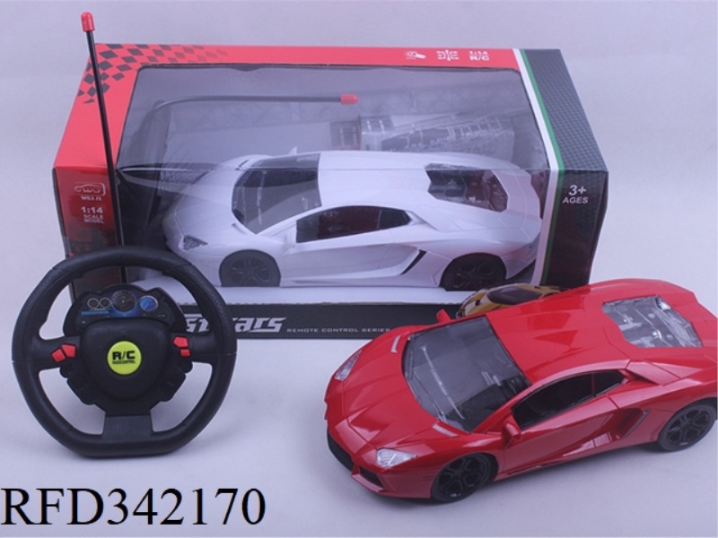 1:14 FOUR-WAY LIGHT
LAMBORGHINI REMOTE
CAR
STEERING WHEEL REMOTE CONTROL/NOT INCLUDED
ELECTRICIT