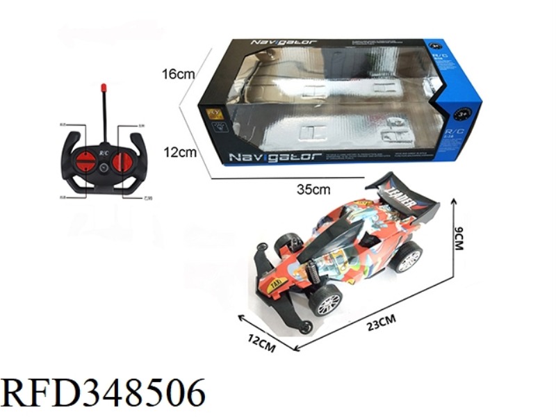 1:16 FOUR-WAY REMOTE CONTROL FOUR-WHEEL DRIVE CAR WITH LIGHT (CARTOON CAR RED)