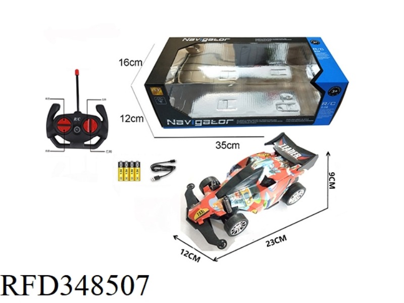 1:16 FOUR-WAY REMOTE CONTROL FOUR-WHEEL DRIVE CAR WITH LIGHT (CARTOON CAR RED)
