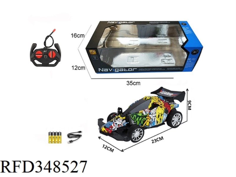 1:16 FOUR-WAY REMOTE CONTROL FOUR-WHEEL DRIVE CAR WITH LIGHT (GRAFFITI)