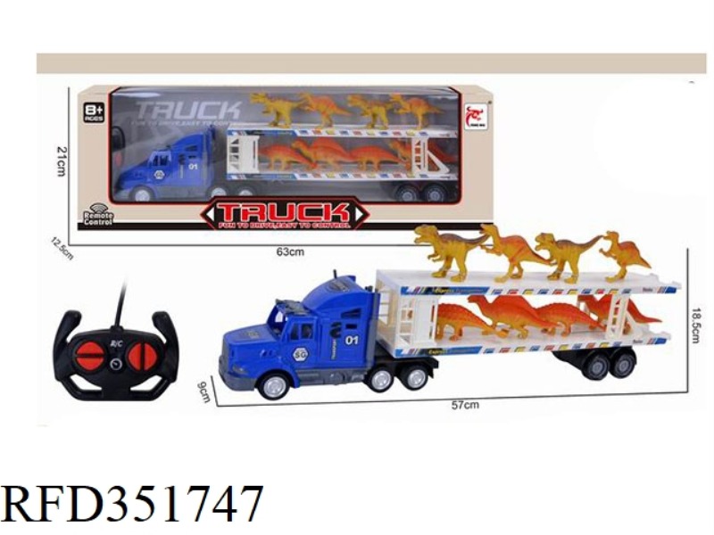 REMOTE CONTROL 4 LONG CONTAINER TRUCK (WITH 6 DINOSAURS)