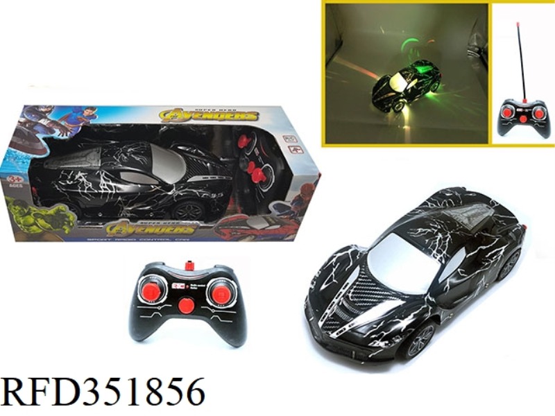 1:16 FOUR-CHANNEL REMOTE CONTROL CAR COLORFUL LIGHTS FERRARI-THOR. BLACK