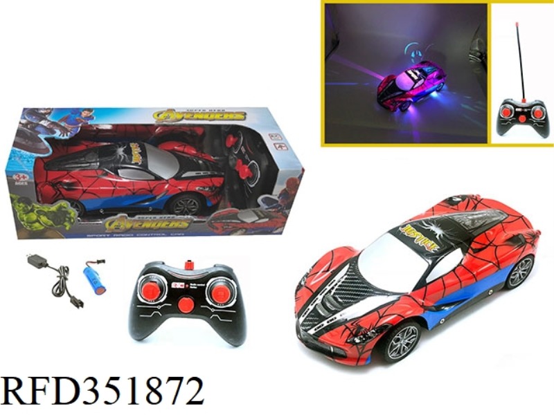 1:16 FOUR-CHANNEL REMOTE CONTROL CAR COLORFUL LIGHTS FERRARI-SPIDERMAN