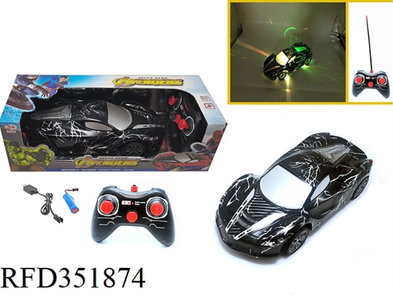 1:16 FOUR-CHANNEL REMOTE CONTROL CAR COLORFUL LIGHTS FERRARI-THOR. BLACK